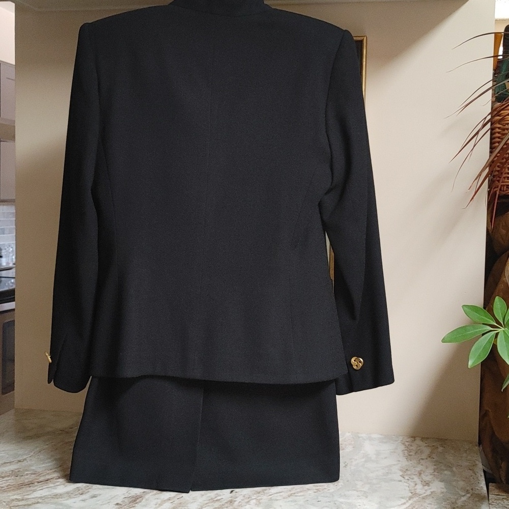 VTG Kasper Black Tailored Wool Crepe Suit - Picture 6 of 14